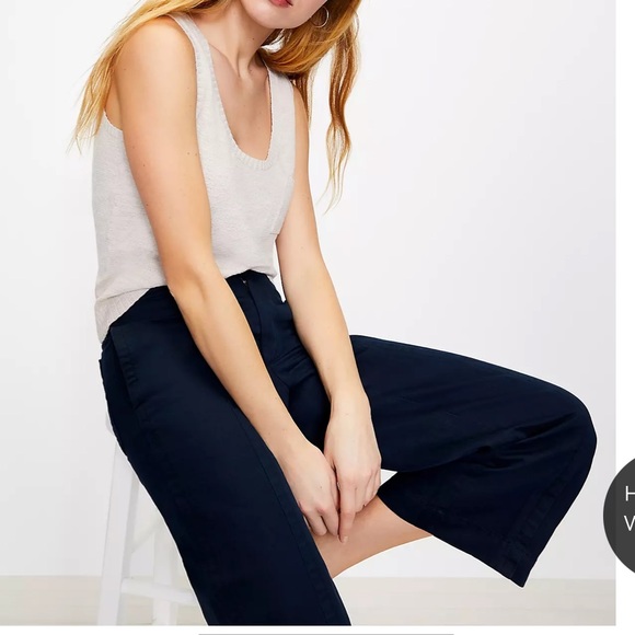 Seamed Twill Wide Leg Crop Pants - Picture 2 of 3